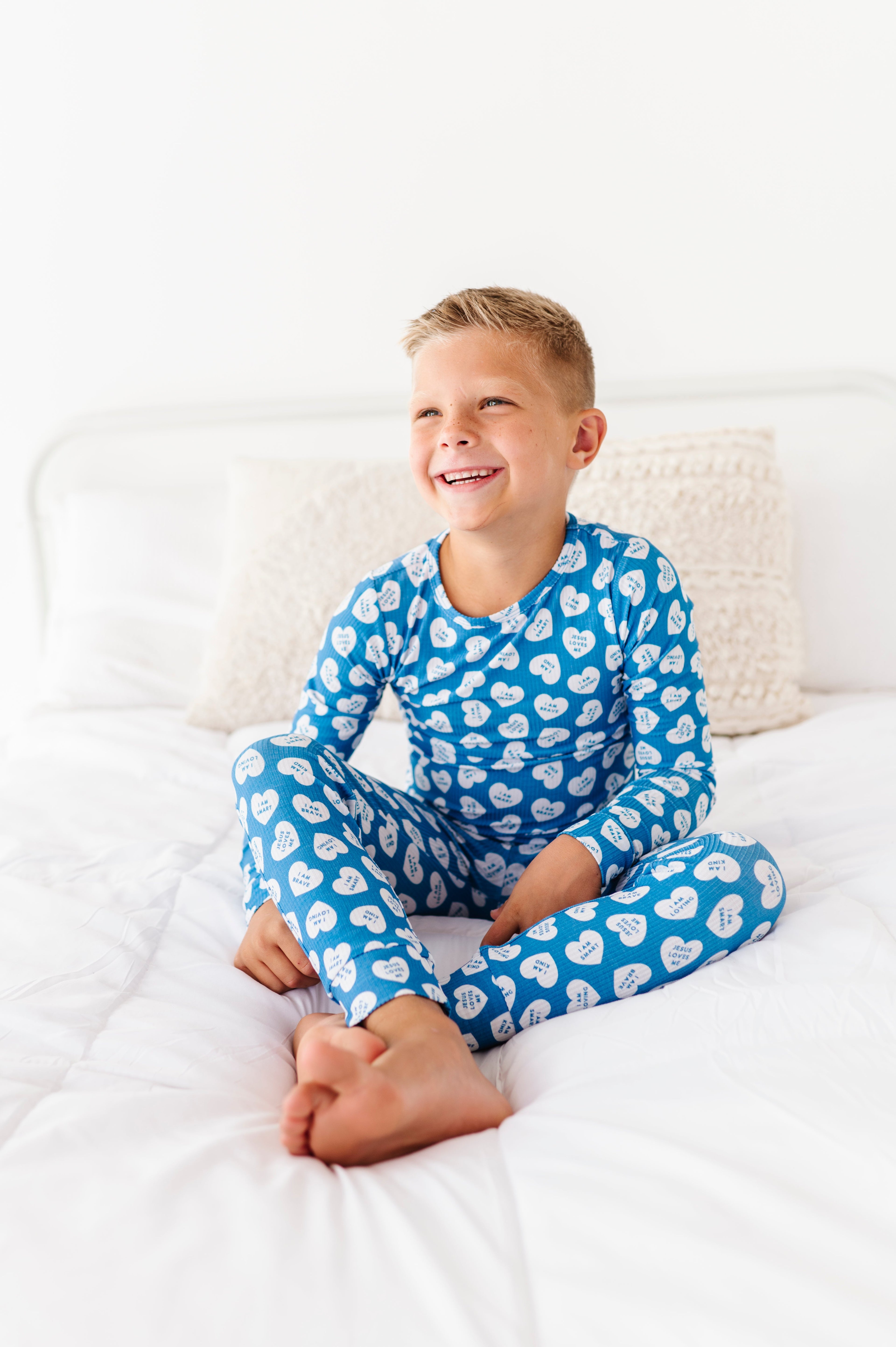 Blue Affirmation Heart Two Piece Pajama Set