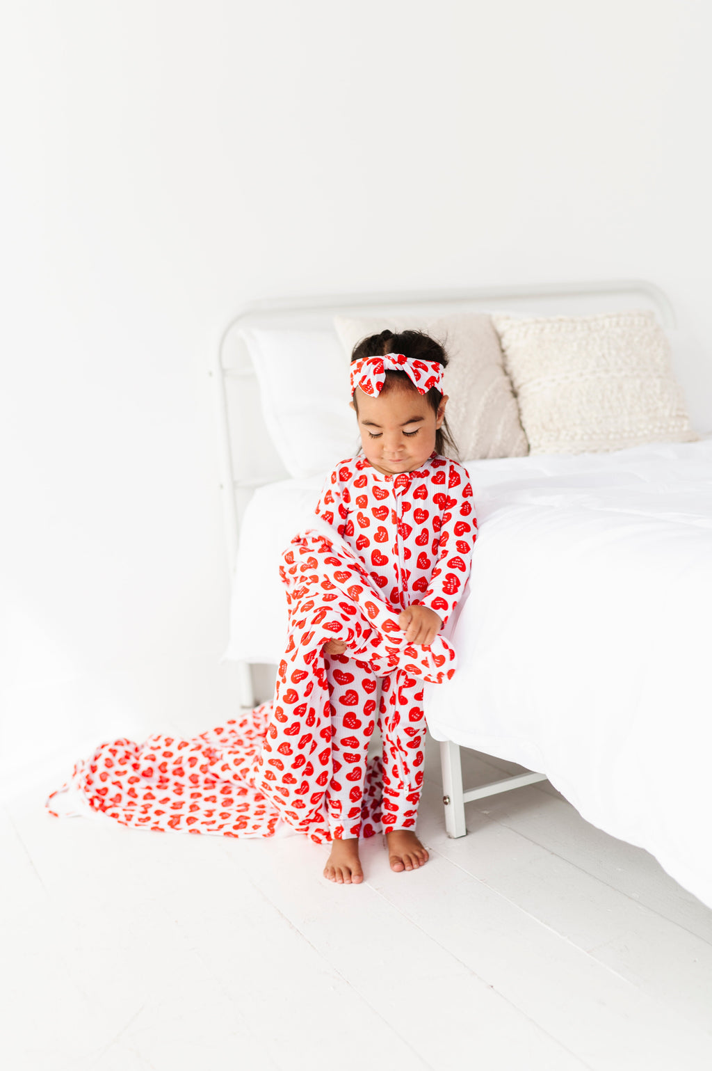 Red Affirmation Heart Zipper Onesie