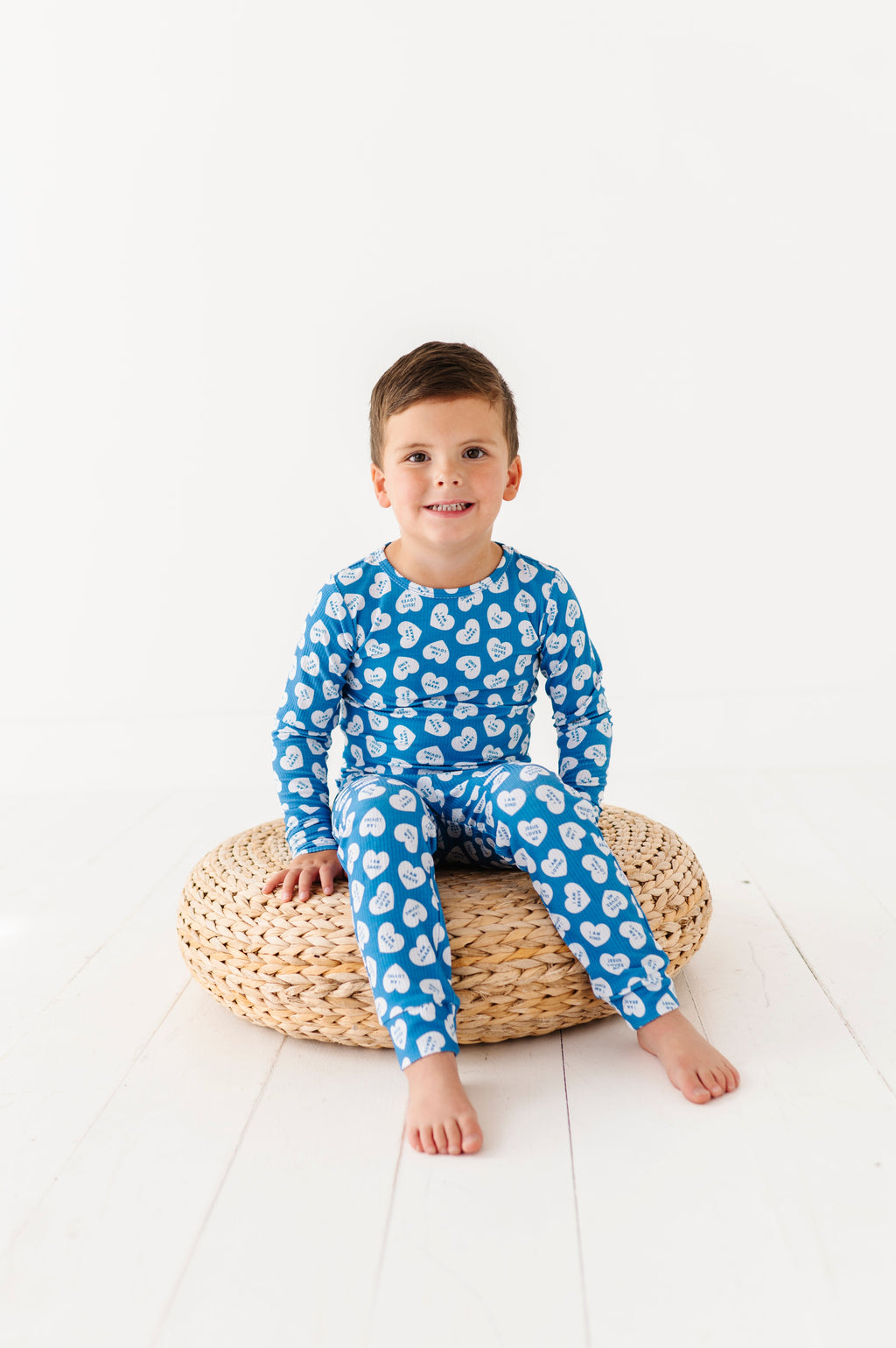Blue Affirmation Heart Two Piece Pajama Set