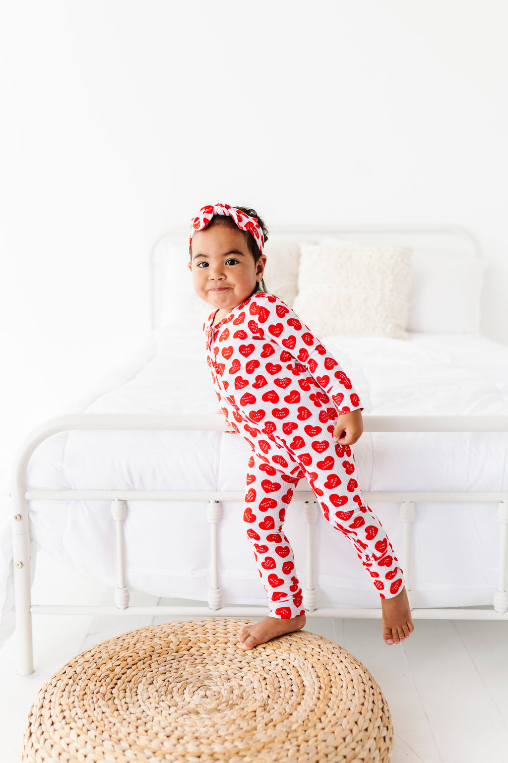 Red Affirmation Heart Zipper Onesie