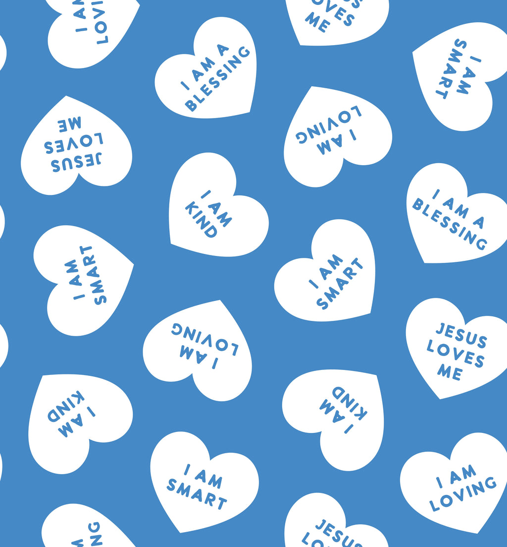 Blue Affirmation Heart Two Piece Pajama Set