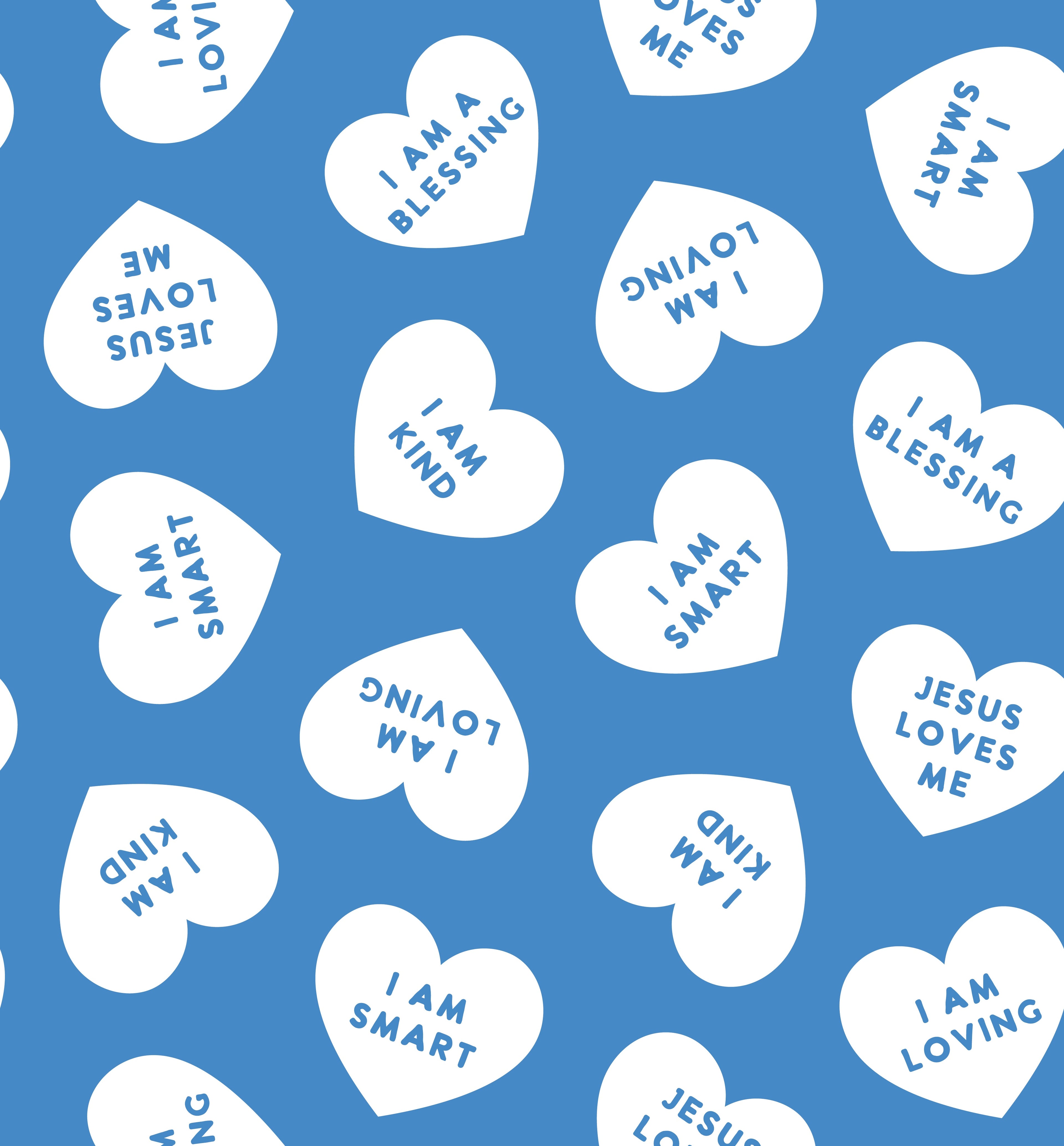 Blue Affirmation Heart Two Piece Pajama Set